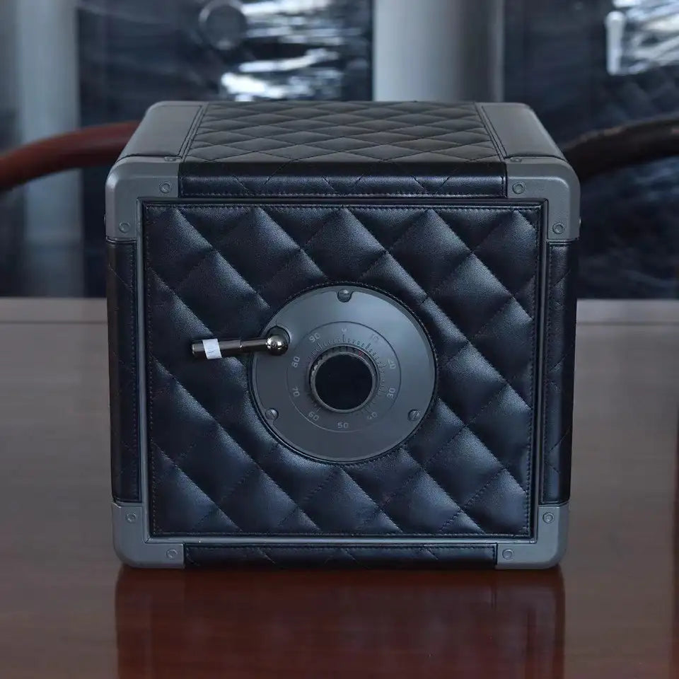 Luxury Leather Mini Watch Winder Safe Box Orange Black