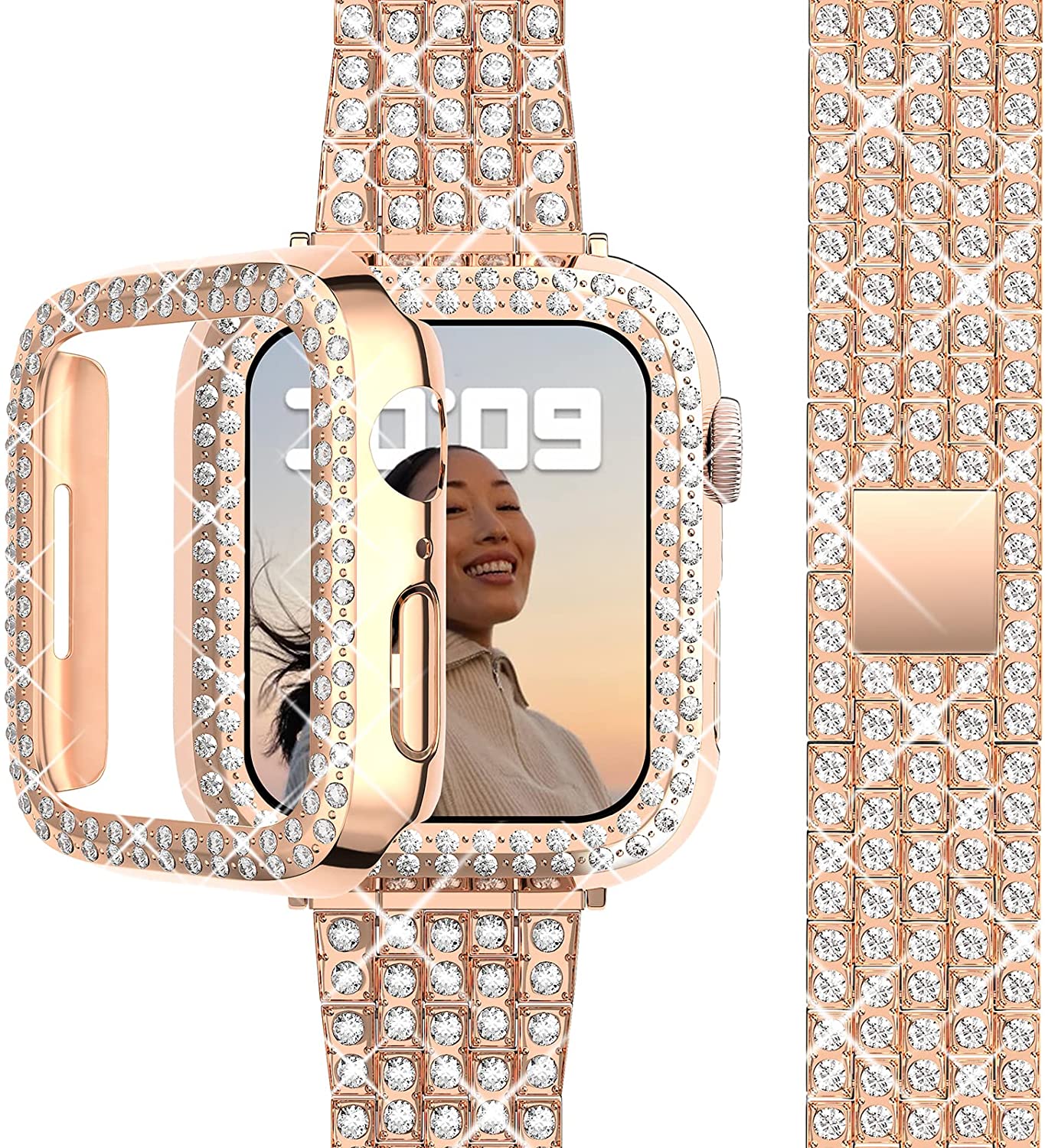 Case + Diamant Riem Voor Apple Watch